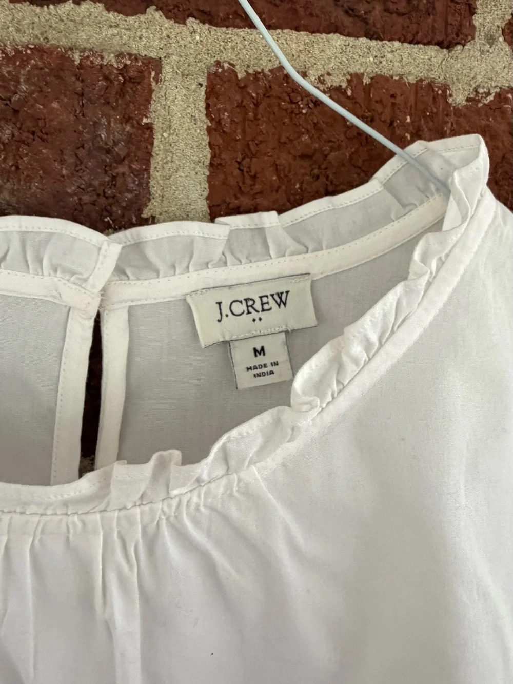 J. Crew White Ruffle Collar Long-Sleeve Blouse